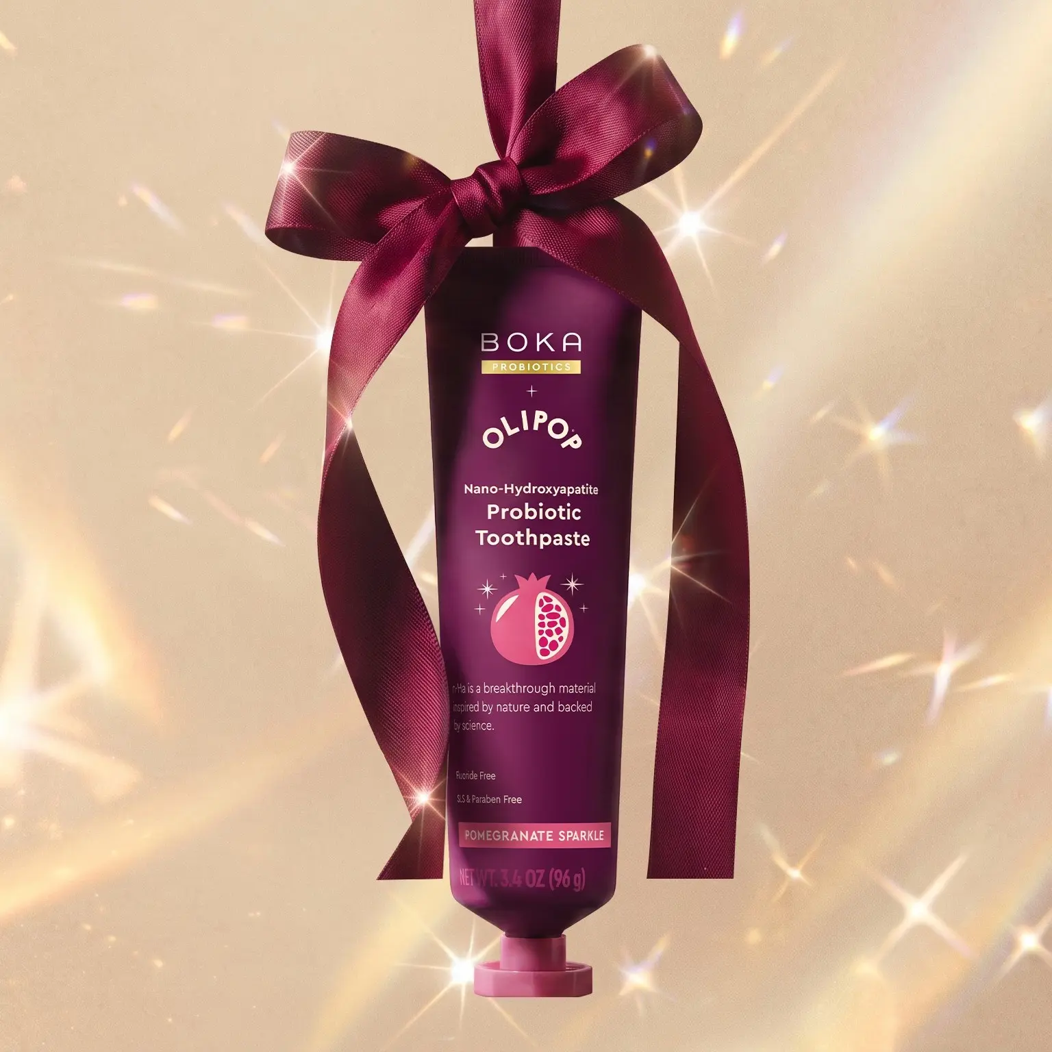 Boka × OLIPOP Pomegranate Sparkle Probiotic Nano-hydroxyapatite Toothpaste