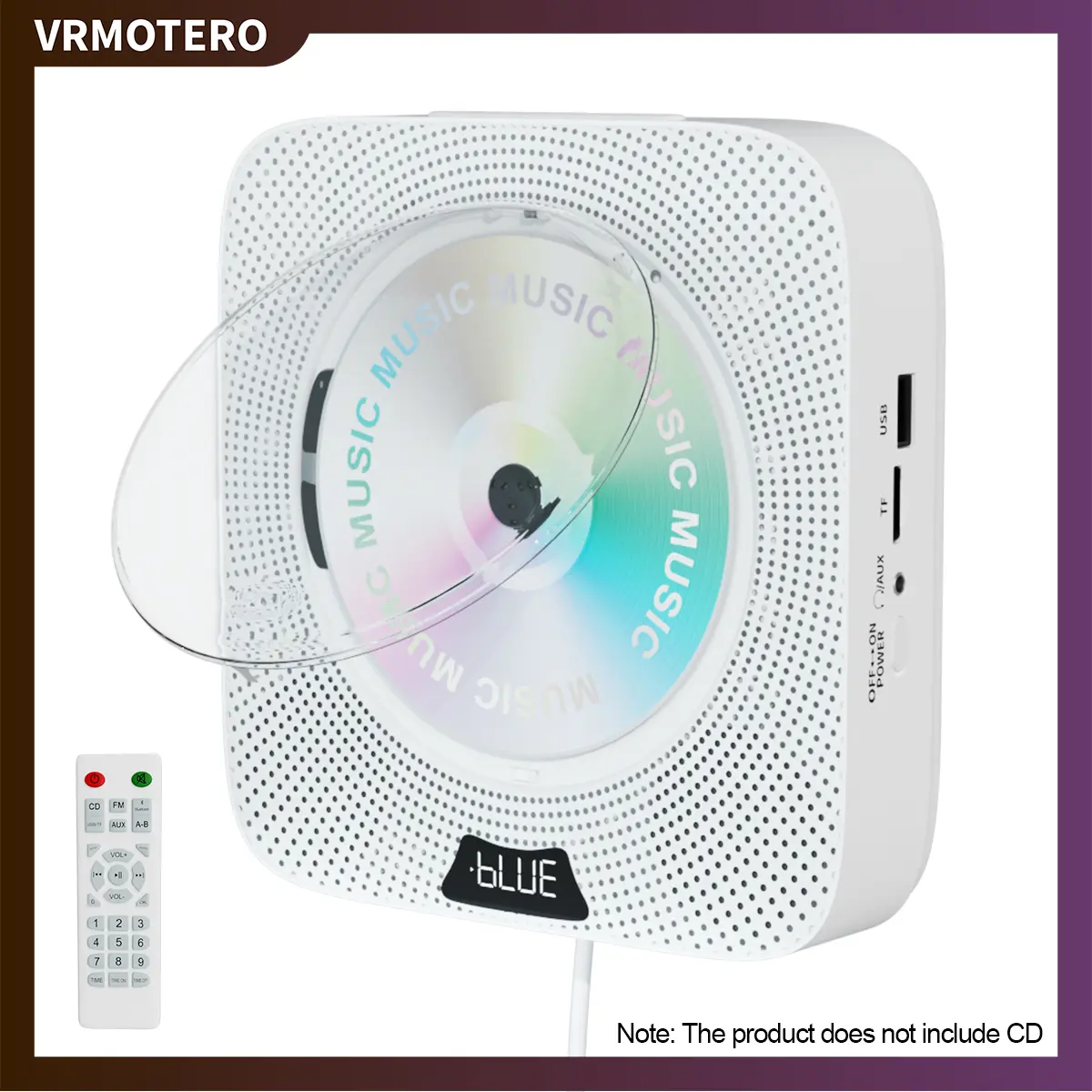 CD Player Portable Bluetooth Desktop CD Player with HiFi Sound Speakers,Remote Control,Dust Cover,LED Display,Boombox FM Radio,USB/AUX for Home