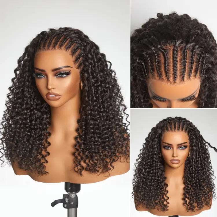 LUVME Readitress™ Knotless Fulani Braids Deep Wave Glueless Ear-to-ear 13x4 Frontal HD Lace Wig Human Hair LUVME Readitress™ Knotless Fulani Braids Deep Wave Glueless Ear-to-ear 13x4 Frontal HD Lace Wig Human Hair