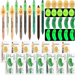 Emotional Support Pickle Gift with Keychain Bookmark Potato Pickle Pen Back to School Supplies Creative Stationery Set for School Employee Appreciation Gift  Encouragement Gift for Coworkers Teacher Student Office Supplies