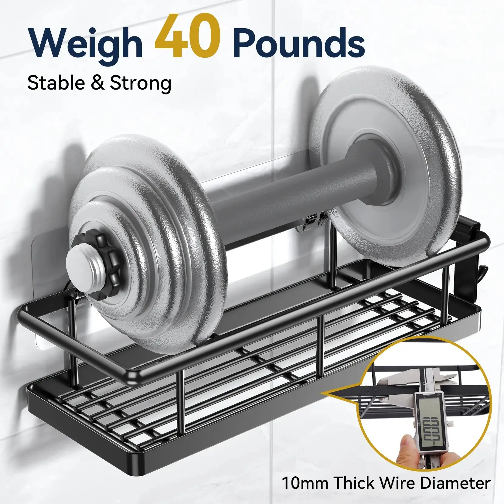 Punch-Free Clear Adhesive Storage Hooks | Waterproof Heavy Duty for Shower Caddies