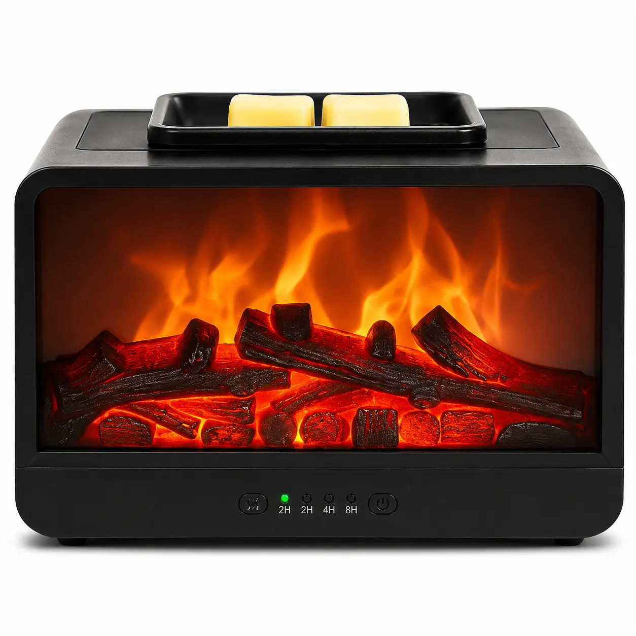 Fireplace Wax Melt Warmer with Dynamic Flame Effect, PTC Heating, 2/4/8H Timer & 3 Light Modes, Electric Fragrance Warmer