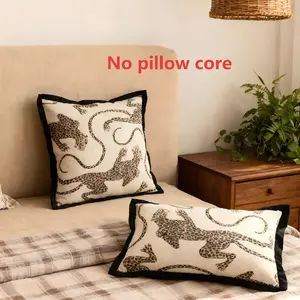 Leopard Pattern Chenille Pillow Cover, Modern Nordic Decorative Throw Cushion for Home Sofa & Bedroom, Universal Size 30x50cm & 45x45cm