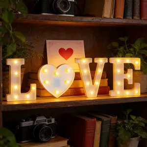 4pcs Light Up Love Letters LED Romantic Decor Lights, Valentine's Day LED Love Lights, Proposal Wedding Anniversary Birthday Party Decor