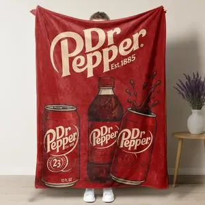 Soft Funny Throw Blanket Dr Pepper Flannel Throw Blanket - Versatile For Sofa, Bed, Office, Camping- Cozy Nap Retro Blanket
