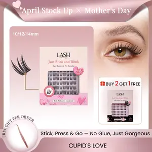 Lashterally Cupid's Love Self-adhesive Lash Clusters Kit 90 Clusters 10mm/12mm/14mm Ultra Lightweight Easy Removal DIY D Curl False Eyelashes for Halloween Party Makeup summervibes