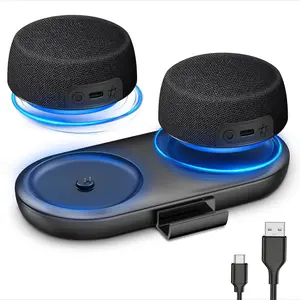 Speaker Set with  Base for Multi Room, TWS Stereo Sound with RGB Lights, 10H Playtime, Dual  5.4 Portable  Speaker for TV, Theater, Outdoor, Meeting