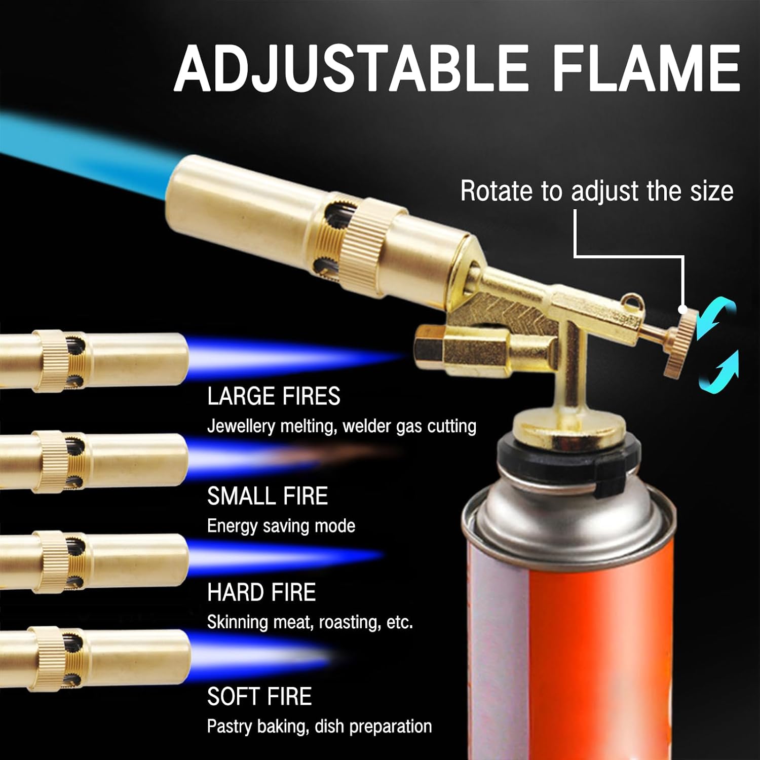 Handheld Portable Copper Alloy Culinary Torch - Home Kitchenware, Fully Enclosed Design, Adjustable Flame, High-Temp, Suitable for Baking & DIY Cooking, Gas Cylinder Not Included Handheld Portable Copper Alloy Culinary Torch - Home Kitchenware, Fully Enclosed Design, Adjustable Flame, High-Temp, Suitable for Baking & DIY Cooking, Gas Cylinder Not Included