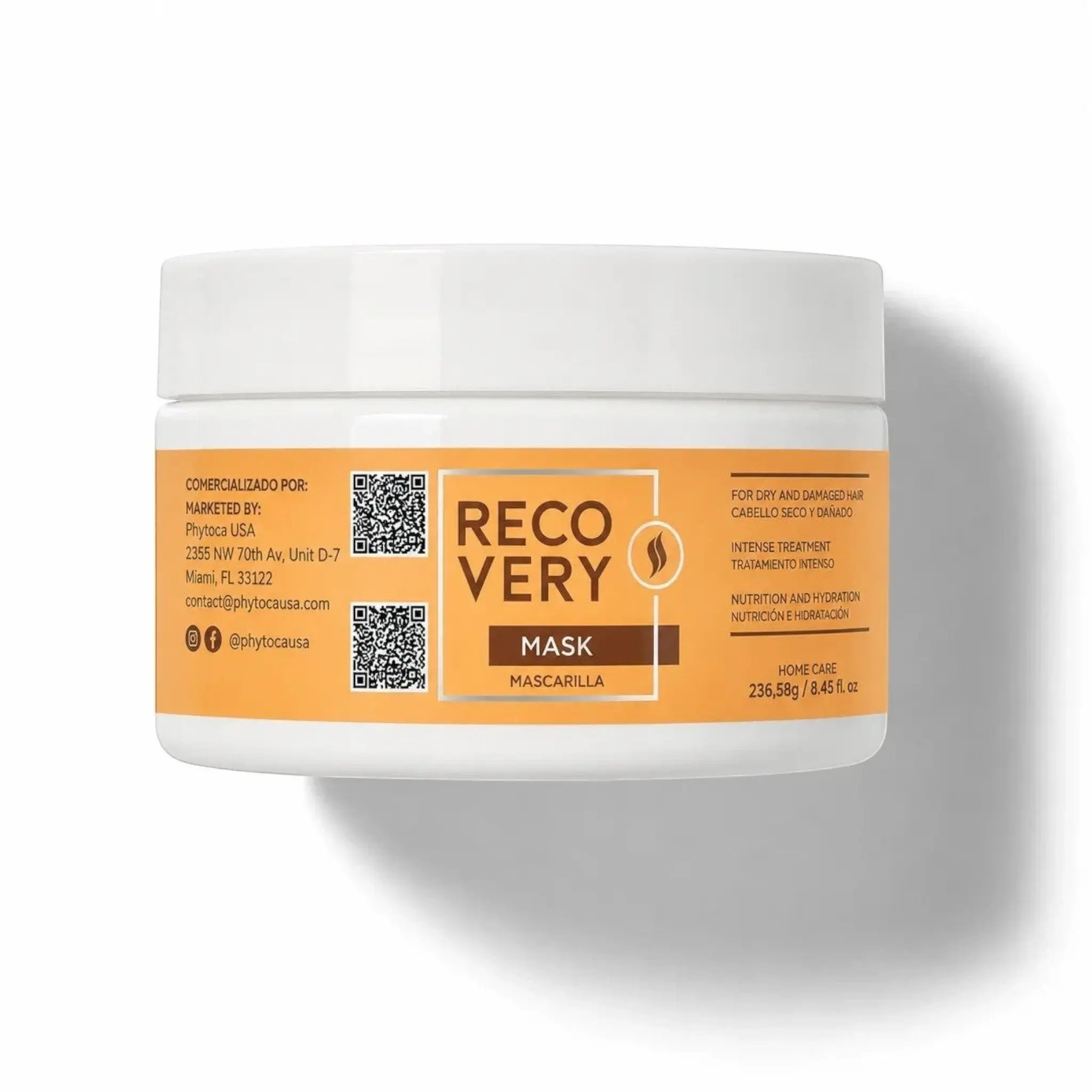 Phytoca Recovery Hair Mask - Intense Treatment for Dry & Damaged Hair, Nutrition & Hydration, 8.45 oz