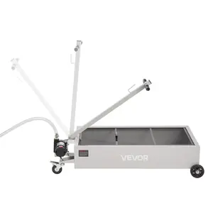 【fathersdaygift】VEVOR Low Profile Oil Drain Pan, 20 Gallon Capacity, Rolling Oil Drain Pan with Electric Pump, 7.2 ft Hose & T Folding Handle, Leak-proof & Corrosion-resistant, Fit for Cars, SUVs, Trucks, ATVs, White