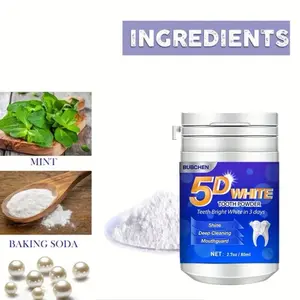 5D White Tooth Powder Oral, Baking Soda Based to Whiten Teeth, Two Shades Brighter. Whitening TikTok shop deal.