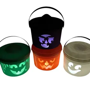 Halloween 3in Mini Buckets for Table Decoration and Small Storage - Festive Party Gifts Ornaments Witch 3D Printed Plastic Buckets with Handles Perfect for Desk or Party Spooky