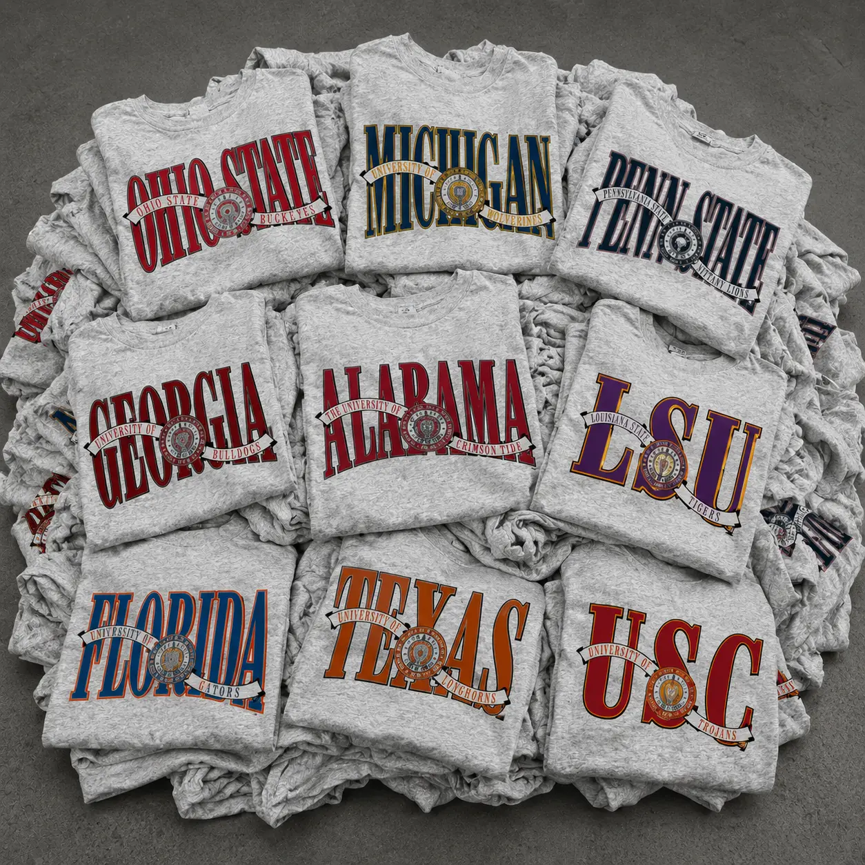 Vintage College University Crest Graphic T-Shirt, Retro Campus Logo Tee, Classic Varsity Style Shirt, Alumni Fan Apparel, Unisex Cotton Casual Streetwear, Game Day Gift, Multiple School Designs, Ash Grey Tee