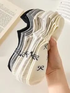 Women's Sweet Bowknot Boat Socks, Thin Breathable Soft Invisible Fitted Socks, Casual Everyday Low-Cut Ankle Socks for Spring Summer