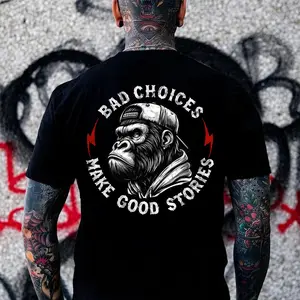 BAD CHOICES MAKE GOOD STORIES Chimpanzee Black Print T-shirt