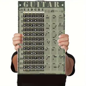 Guitar Chord and Fretboard Note Chart Stickers, Beginner Teaching Poster, Includes Chord and Note Stickers, 17 Inches X 11 Inches