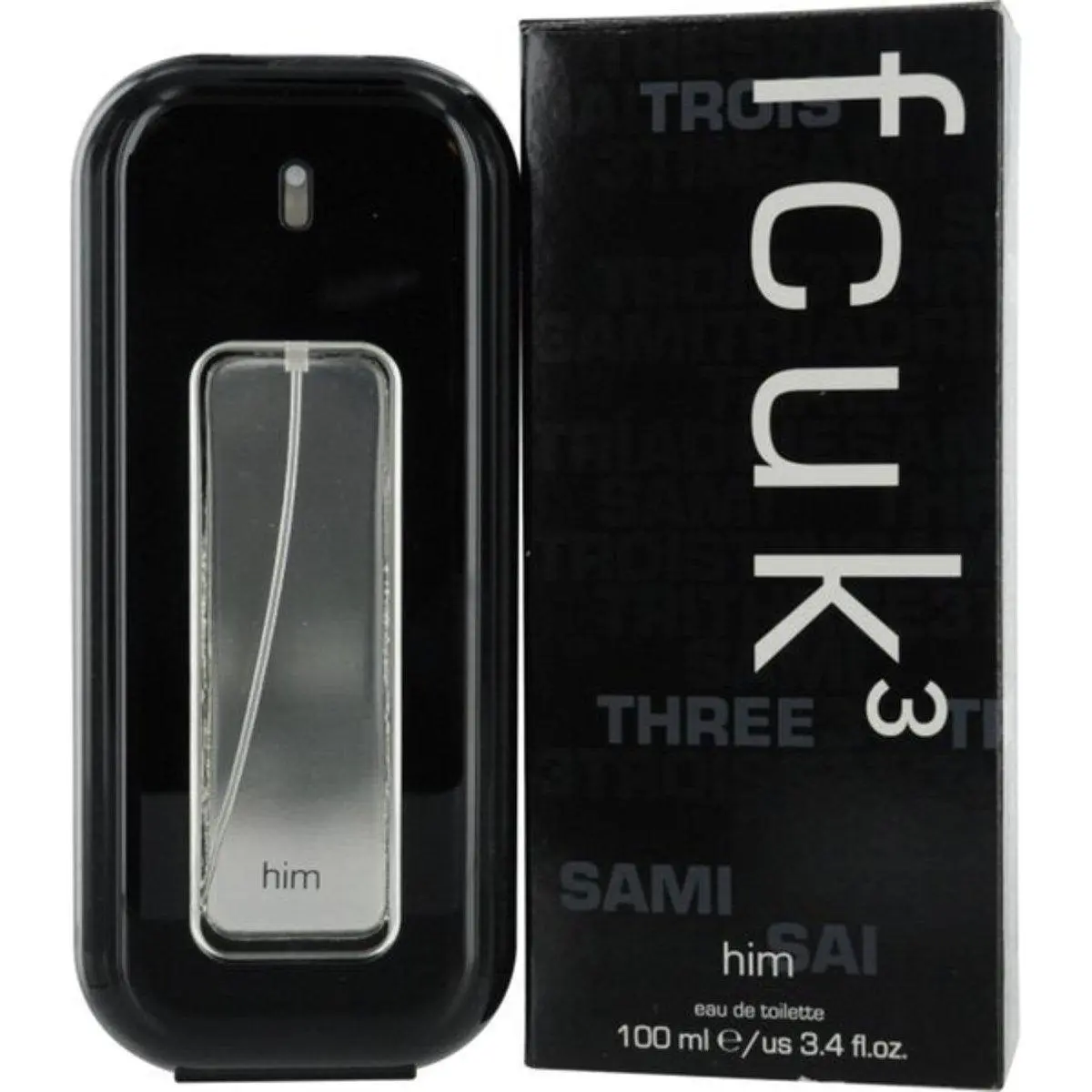 FCUK 3 HIM Men's Eau de Toilette Cologne - 3.4 fl oz, Citrus Spicy Fragrance with Sweet Fruity Scents, New in Box for Casual Wear, Citrus Men's Fragrance, Coffee-Flavored Men's Fragrance