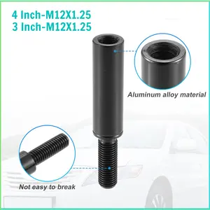 4 "and 3" automotive shift Knob extenders DIY Universal model for automotive manual shift lever aluminum alloy (M12*1.25, black) without electricity