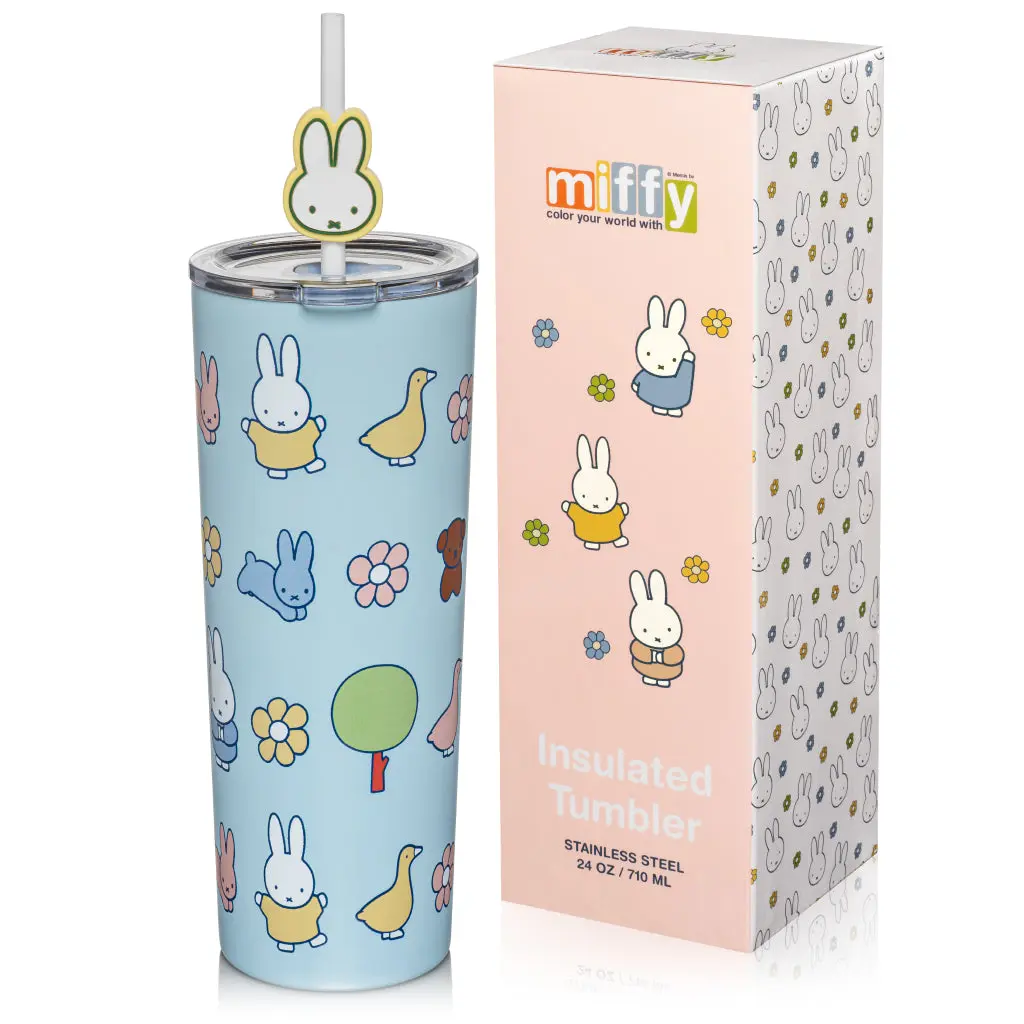 Miffy Spring 24 oz Stainless Steel Tumbler with Topper - Blue