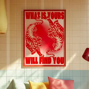 70s Tiger Poster - Retro Psychedelic Affirmation Art & Trendy Wall Decor