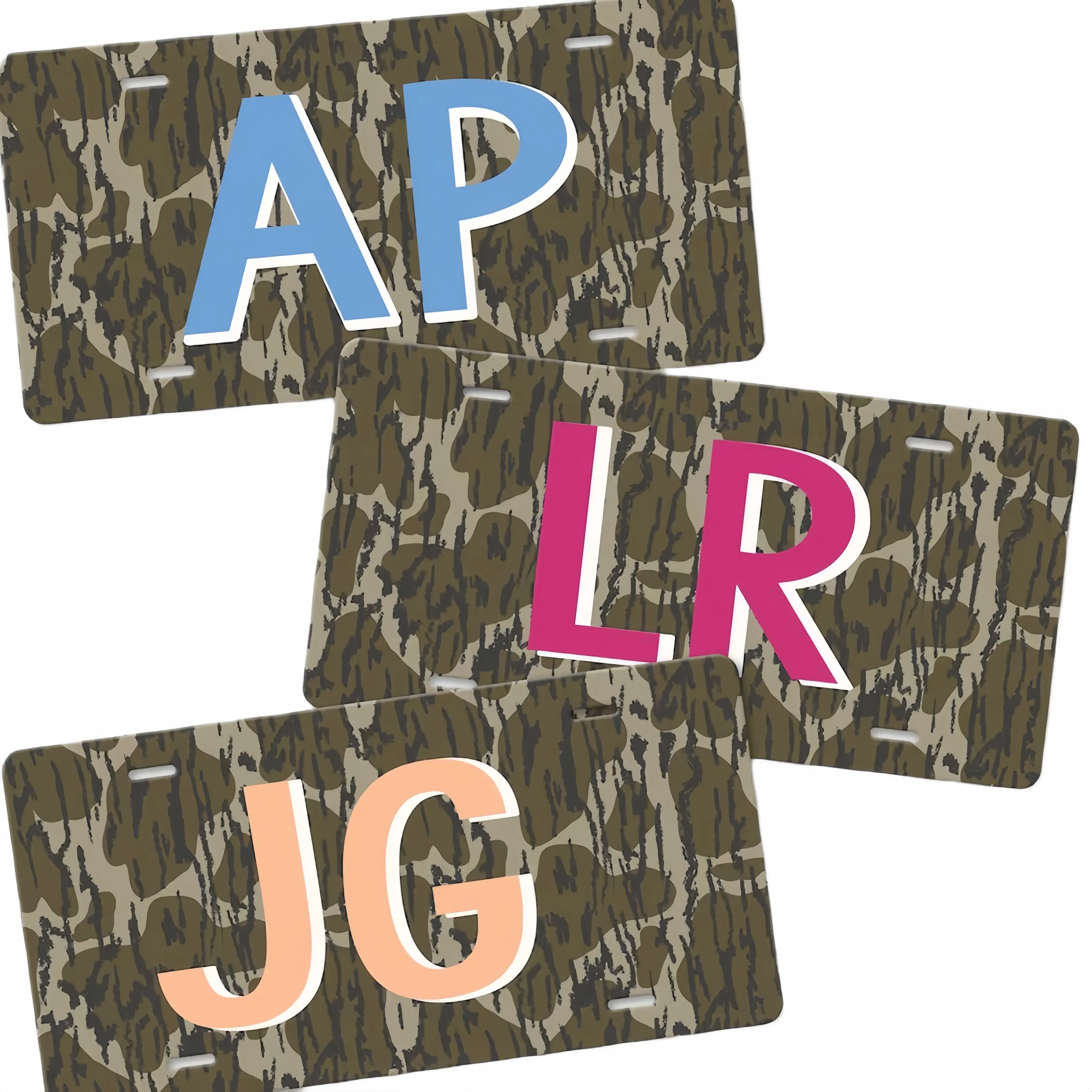 Personalized Camo Metal Car License Plate Tag, Car Accessories - Customizable with Name or Initials, Vehicle Exterior Add-Ons