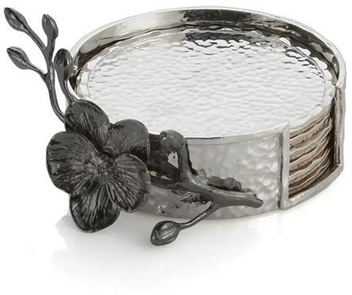 Michael Aram Black Orchid Metal Coaster Set, Kitchenware Tableware Accessory - 110832