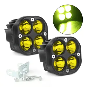 Aluminum-cased automotive work lights (3-inch 40W/warm light/2-pack), four high-brightness LEDs, waterproof and durable.