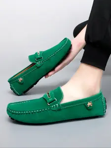 Unisex Loafer Shoes, Slip-On Large Size Casual Sneakers with Metal Decorations, Comfortable Walking Shoes for Outdoor Activities