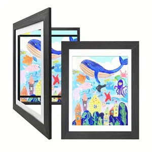 2pcs Artistic Wooden Display Frames, Art Frame, Picture Frame, Magnetic Closure, Reusable, Home Decor, Wall-Mounted, Living Room, Bedroom, Study