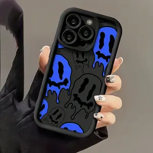Cartoon joyful Face Pattern Mobile Phone Case Black Anti-Fall Mobile Phone Case Full Lens Cover/Simple/Anti-Fall/Case Suitable for iPhone16/16PLUS/16pro/16PROMAX..iPhone15/15plus/15pro/15PROMAX. iPhone14/14Plus/14Pro/14ProMax, iPhone13/13Pro/13ProMax,