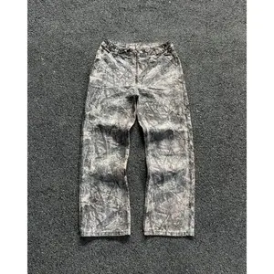 Y2K Camouflage High-Quality Retro Oversized Cargo Denim Jeans — Men’s Fashion Straight-Leg Wide-Leg Streetwear