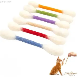 Wool Felt Catnip Cat Toys, Giant Cotton Swab Shape Interactive Chew Toys, Colorful Kitten Teething Toys for Indoor Cats Bite Training