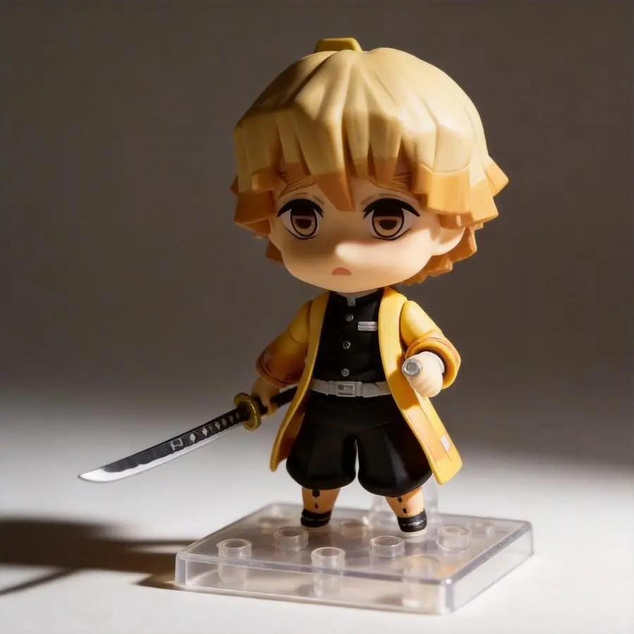 Demon Slayer: Kimetsu no Yaiba Zenitsu Agatsuma Q-Style Anime Figure, 10cm High Articulation Collectible Toy, Cute Q-Version Desktop Decoration for Anime & Manga Fans, Collectibles, Japanese Anime