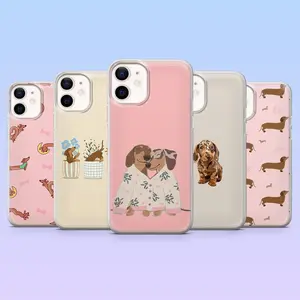 TOUGH PHONE CASE Cute Dachshund Phone Case Wiener Dog Animal Aesthetic Cover for iPhone 17 Pro 16 15 14 Trendy Pet Lover Gift Durable Shock Absorption Protection