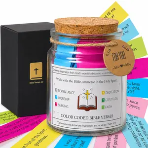 Bible Verses Jar With Gift Box Color Coded Scripture Cards For Daily Hope Faith And Seeking Spiritual Guidance Perfect Meaningful Present For Every Devout Christian Believer Religious Decor