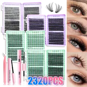 2320PCS, DIY eyelash extension kit, including false eyelashes, glue, remover, tweezers, professional and beginner-friendly, easy to use at home. Eyelash beginner kit: complete set, can be used at home as easily as a professional Eyelash Extensions Set