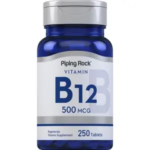 Piping Rock Vitamin B12 | 500 mcg | 250 Tablets | Supplement for Women and Men | as Cyanocobalamin | Vegetarian, Non-GMO, Gluten Free