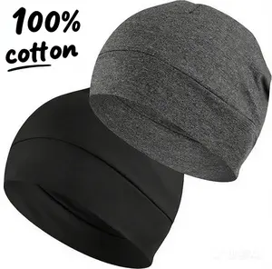 Cotton Skull Caps for Men Women,2-Pack Lightweight Beanie Sleep Hats Breathable Helmet Liner