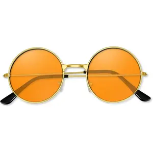Hippie Sunglasses 70s Round Hippie Glasses Decoration Sunglasses for Women with Colored Glasses Cloth