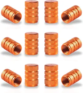 12PCS Tire Valve Stem Caps, Car Exterior Accessories, Aluminum Alloy Valve Cover Universal for Cars, Trucks, Motorcycles and Bicycles (Orange)