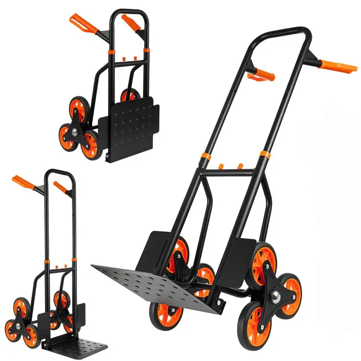 Garvee Stair Climbing Dolly 440 LBS, Climbing Hand Trucks with 6 Wheels & Telescoping Handle, 2 In 1 Folding Stair Dolly for Stairs