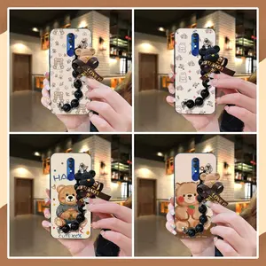 Waterproof Dirt-resistant Phone Case For Alcatel 3 2019 Skin-friendly feel Anti-knock Simplicity Black pearl pendant protective case silicone Back Cover soft case cute