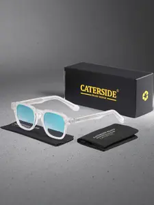 CATERSIDE One Pair With Packaging Vintage Simple Glasses Brand Classic Square Design Cellulose Propionate Temple Tips Men Women Casual  Suitable for Travel, Beach, Driving, Cycling, Music Festivals, and Seaside Weddings