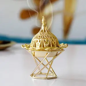 Golden Incense Burner - Exquisite Middle Eastern Style Elegant Design for Home, Study, Meditation & Decoration