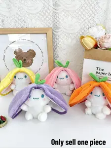 Funny Cute Transformable Plush Toy, Strawberry Carrot Rabbit Stuffed Animal, Soft Cuddly Bunny Doll for Kids, Birthday Gift for Boys & Girls