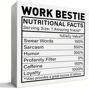 Work Bestie Gift for Women, Coworker Women Christmas Birthday Gift Thank You Gift for Friends Colleague Female Coworker Retirement Leaving New Job Farewell Gifts, Novelty Desk Decor, Home Office Decoration, Work Bestie Nutritional Facts, Signage 5x5 inch