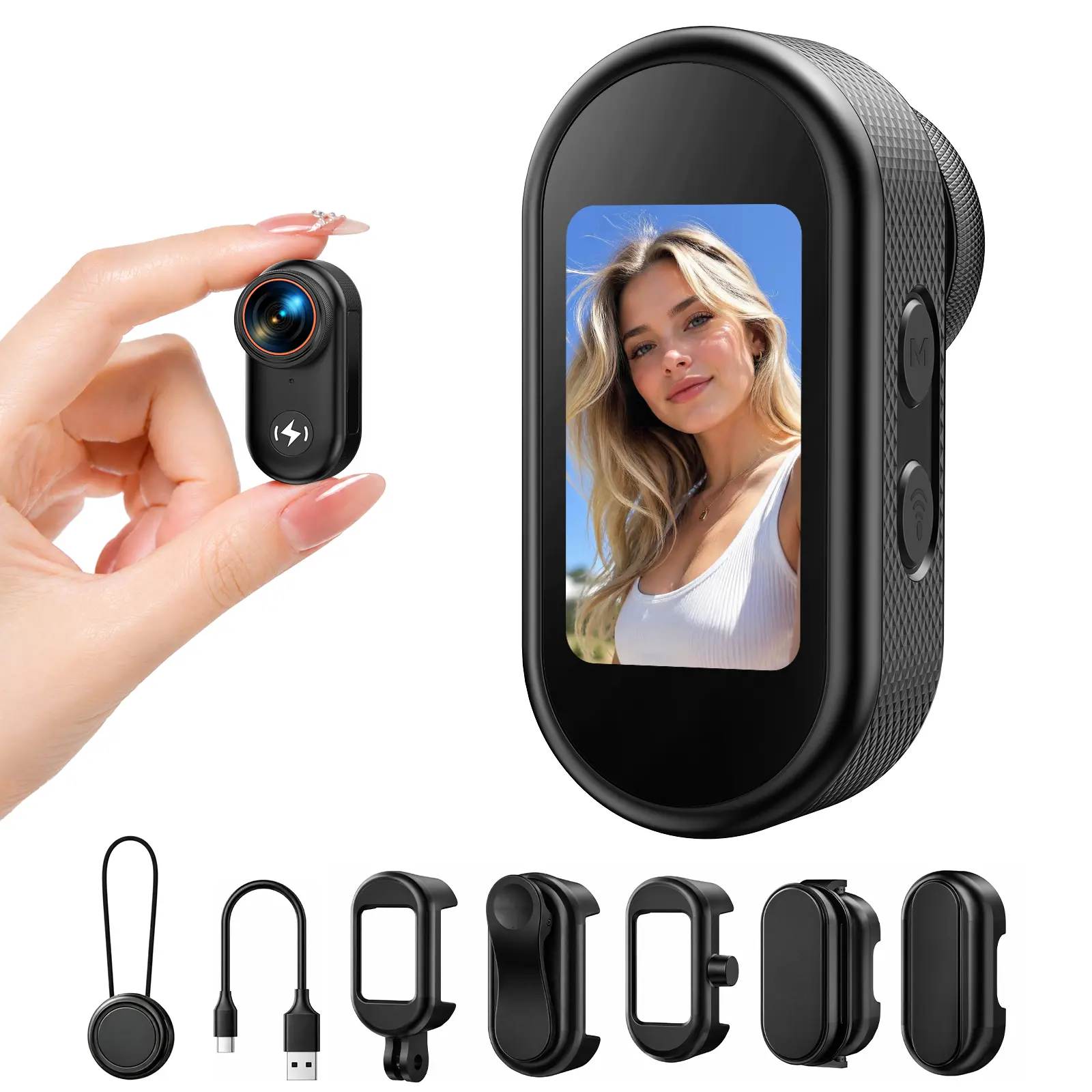 CAMWORLD 4K HD Mini Body Camera,Thumb Action Camera with 1.47" Screen,Wearable POV Bodycam,4K Lens Magnetic Mount & WiFi App,64GB Card,Portable  Hands-Free Sports Camera for Cycling Pet Vlogging,Compact Magnetic Sports Camera,DealsforYouDays,July4th
