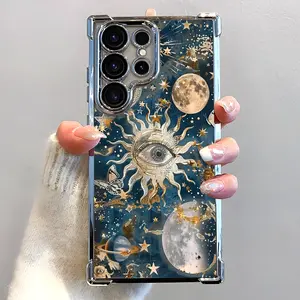 Sun-Eye Star Mantle Design Phone Case, Electroplated Cover with Airbag Shockproof Slim Soft TPU Cover for iPhone 17 Pro Max Phone Case 17 Air 16 E 15 Plus 14 13 12 11 X XS XR, Samsung Galaxy S22 S23 S24 S25 ULTRA FE Plus EDGE