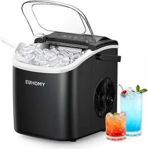 EUHOMY Bullet-Ice Countertop Ice Maker: 6-Minute Fast Ice, 26-lb Daily Capacity, Self-Cleaning & Space-Saving