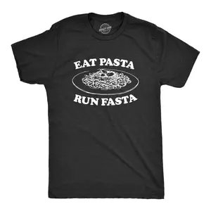 Mens Eat Pasta Run Fasta T Shirt Funny Workout Fitness Top Italian Pride Sayings Mens Funny T Shirts Cool Vintage Fashion T-Shirt Gift Classic Menswear Food Apparel for Men Funny Fitness Short Sleeve Novelty Black